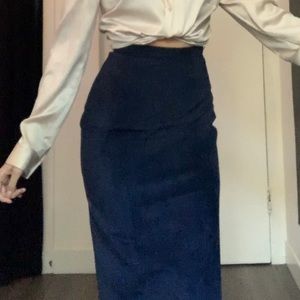 Navy Blue Danier Pencil Skirt